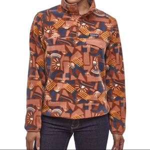 PATAGONIA Synchilla Canyon Block Big Sisu Brown Pink Blue Aztec Fleece - SMALL